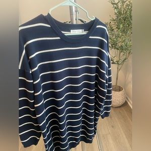 Minkpink Navy Blue with White Stripes Tunic Sweater